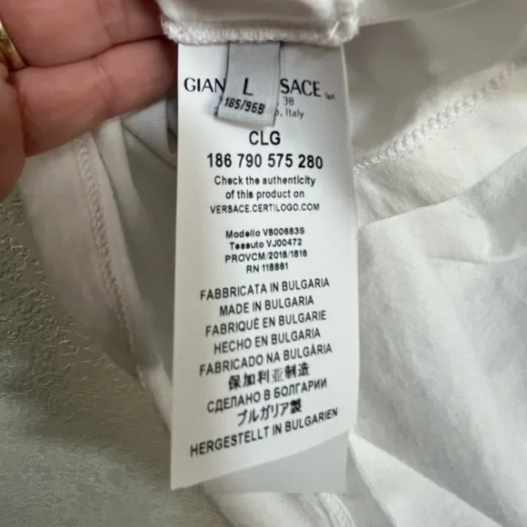 Versace Collection White T-Shirt Metallic Gold Logo - Picture 4 of 7